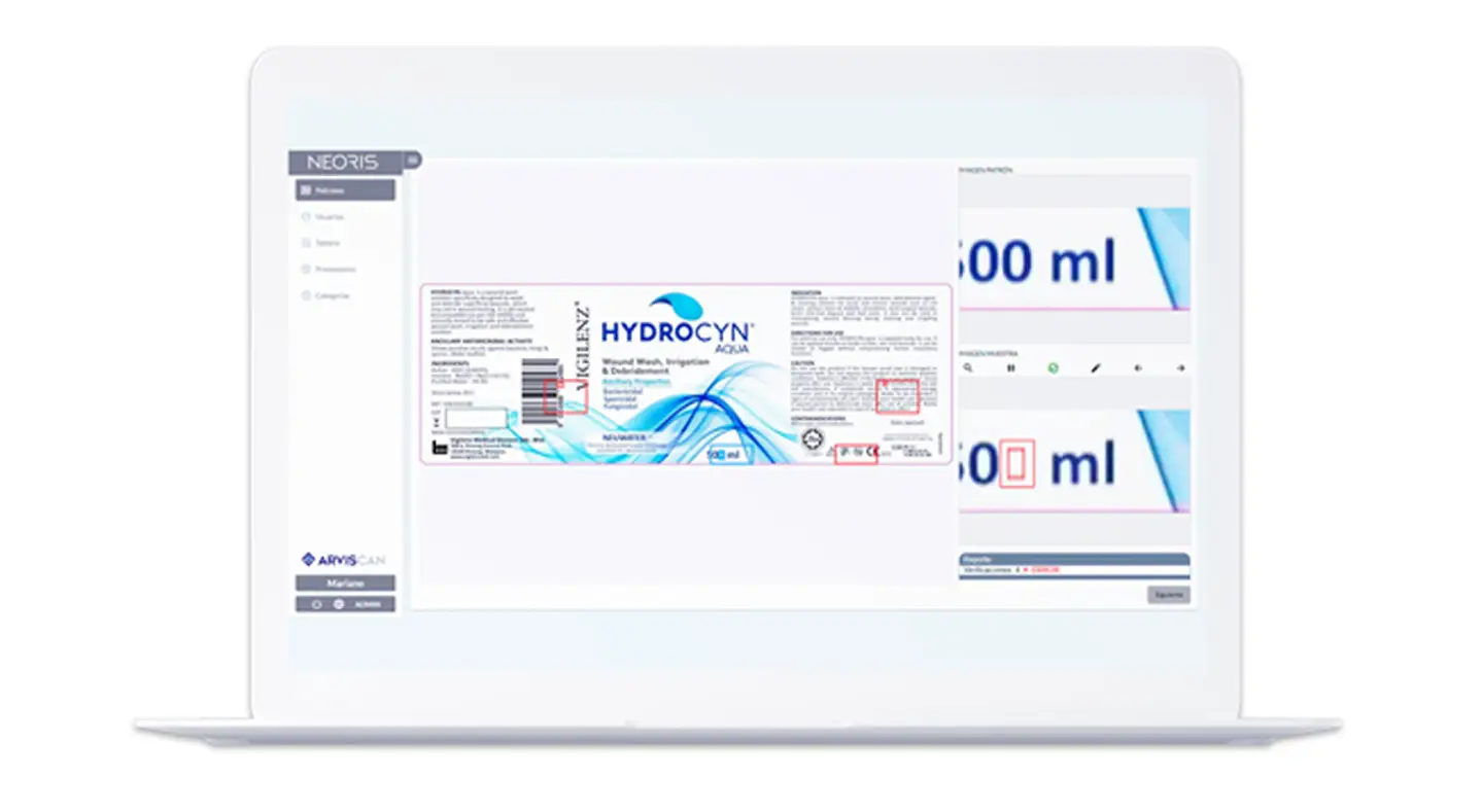 Laptop, con pagina de NEORIS, con packaging de Hydrocyn
